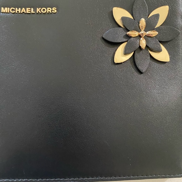 Michael Kors Black and Gold Floral Clutch Wristlet - Picture 7 of 7